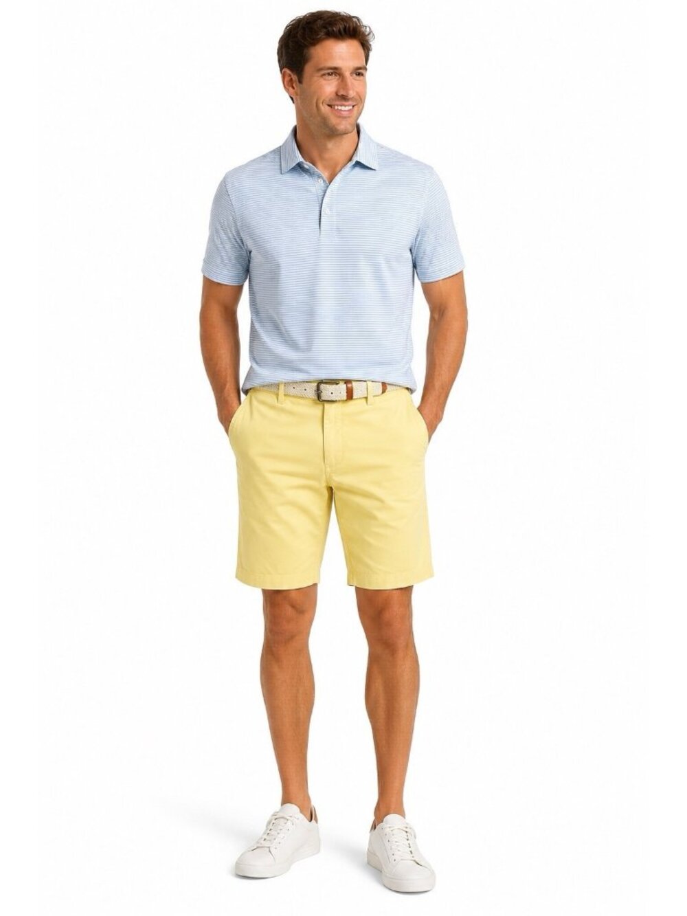 Peter Millar Bedford Cotton Blend Short yellow 38 golf country club summer